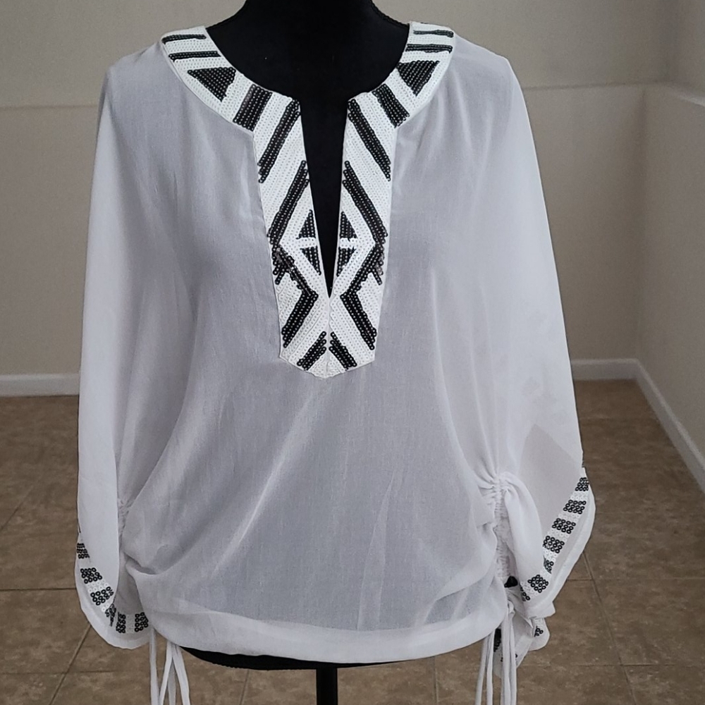 Arden B White sheer top